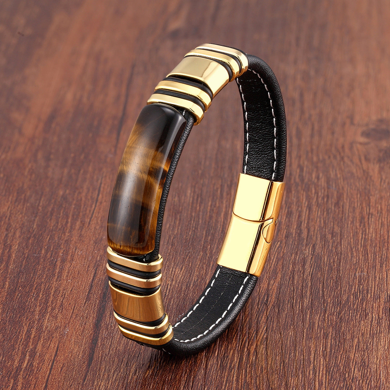New Stainless Steel Buckle Head Leather Rope Bracelet For Personalized Men