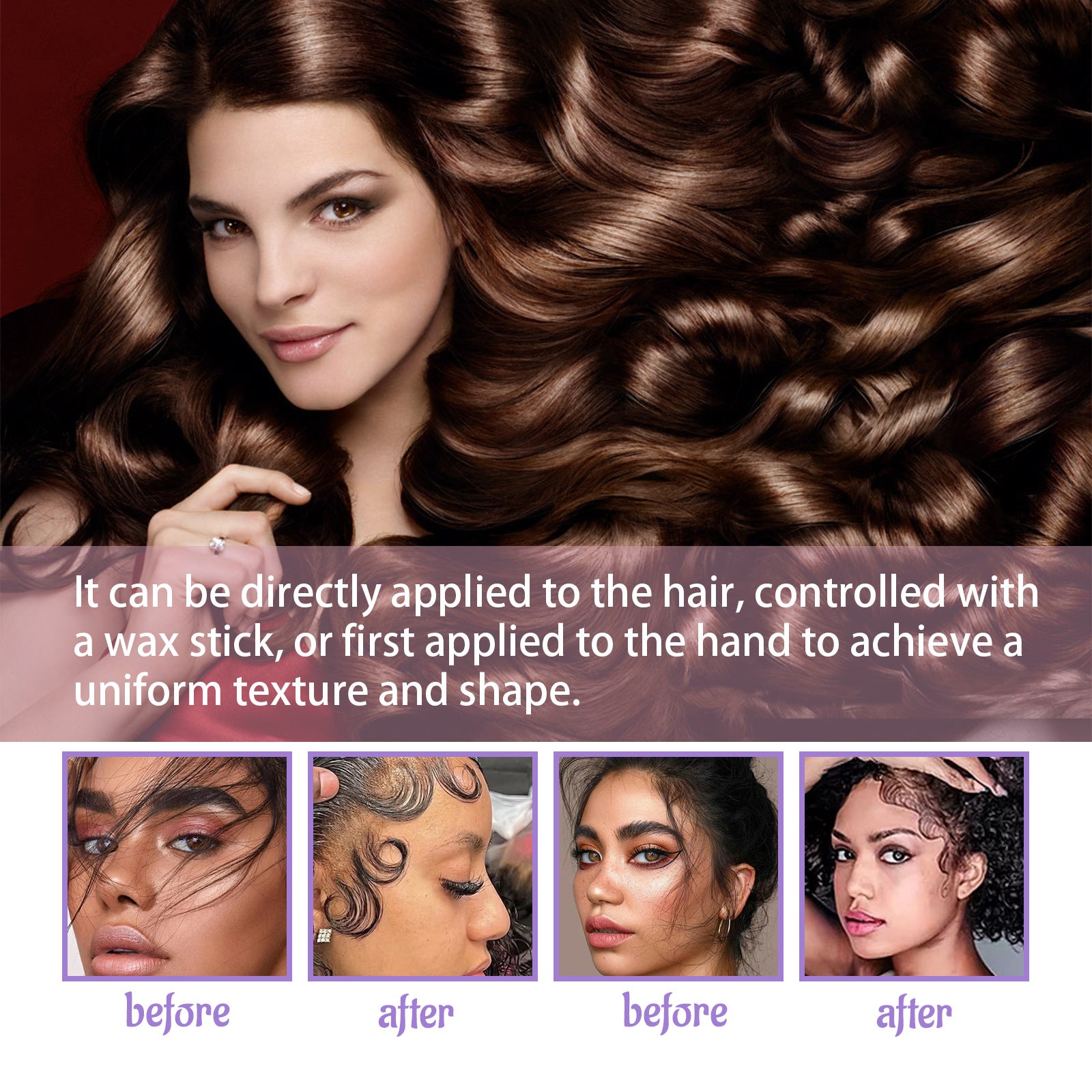 Long-lasting Styling Smooth Frizz Broken Natural Luster Solid Hair Wax Stick