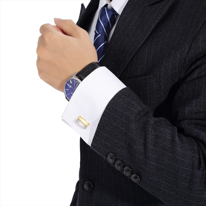 Boutons de manchette homme, chemise française, boutons de manchette en métal bicolore