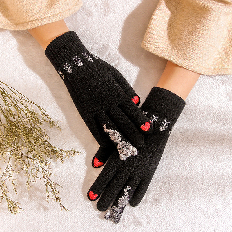 Fawn knit gloves cold warm touch screen wool gloves
