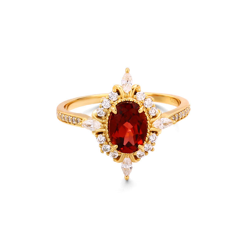 Natural Stone Retro Zircon Ring