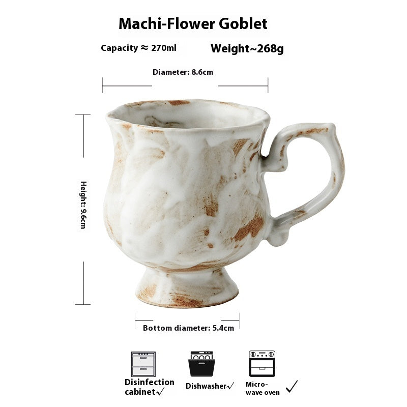 Retro Stoneware Flower Water Cup Coffee Cup