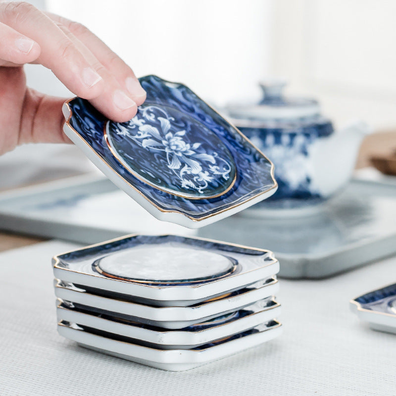 Vintage Chinese Ceramic Cup Coaster Tea Set