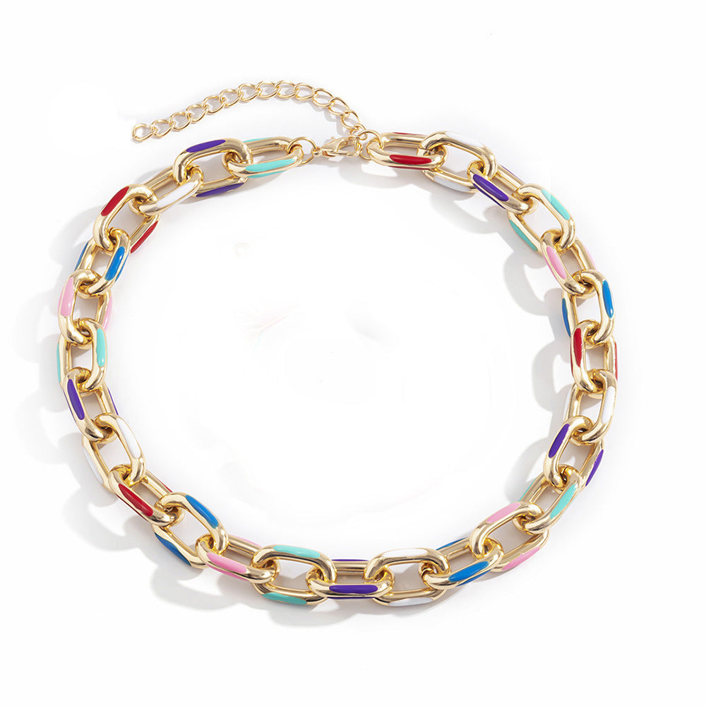 Colorful Oil Drop Chain Necklace