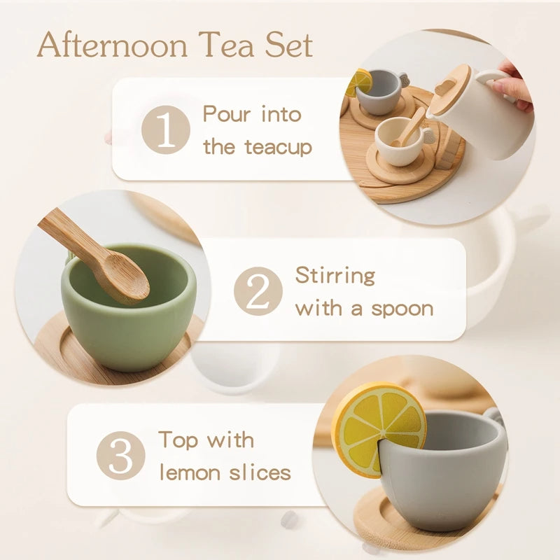 Wooden Simulation Play House Afternoon Tea Toy