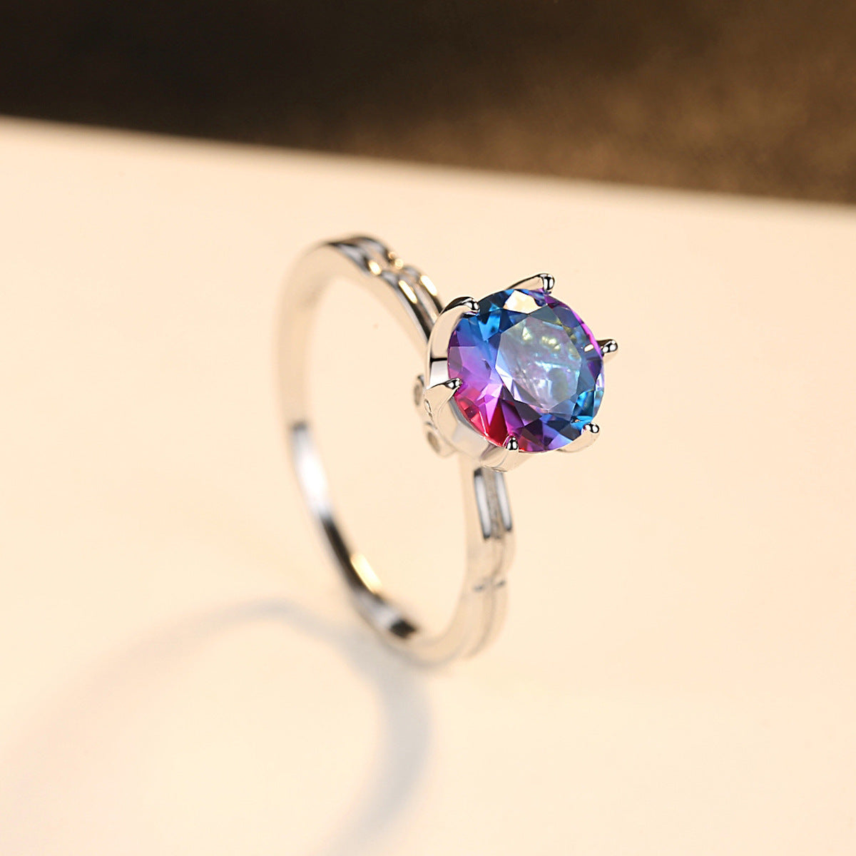 Silver Jewelry Synthetic Rainbow Gem Fashion