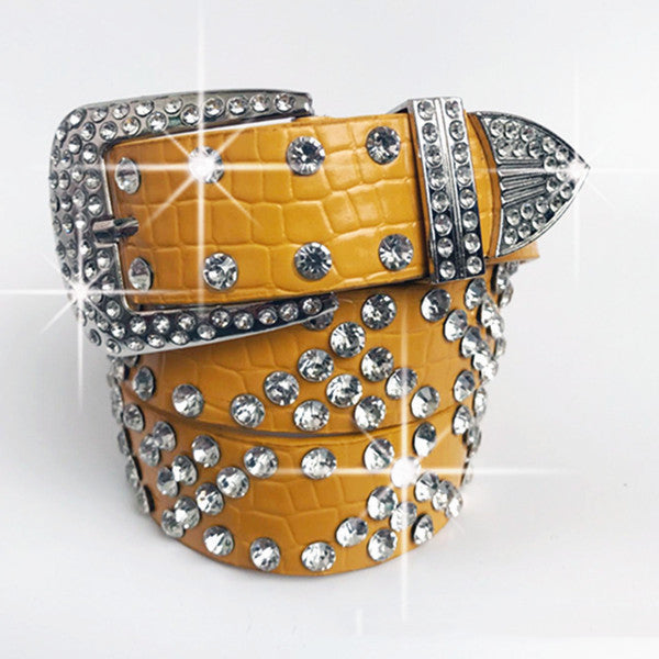 Fashion Women's Belt Rhinestone Decoration Wide Jeans Versatile Fashionable