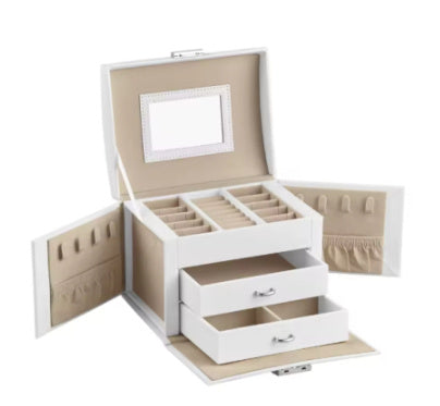 Double Layer Large Capacity Pu Jewelry Box Portable Leather Jewelry Storage Box Necklace Ring Watch Jewelry Box