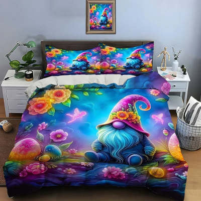 Mushroom House Bedding Three-piece Set Household