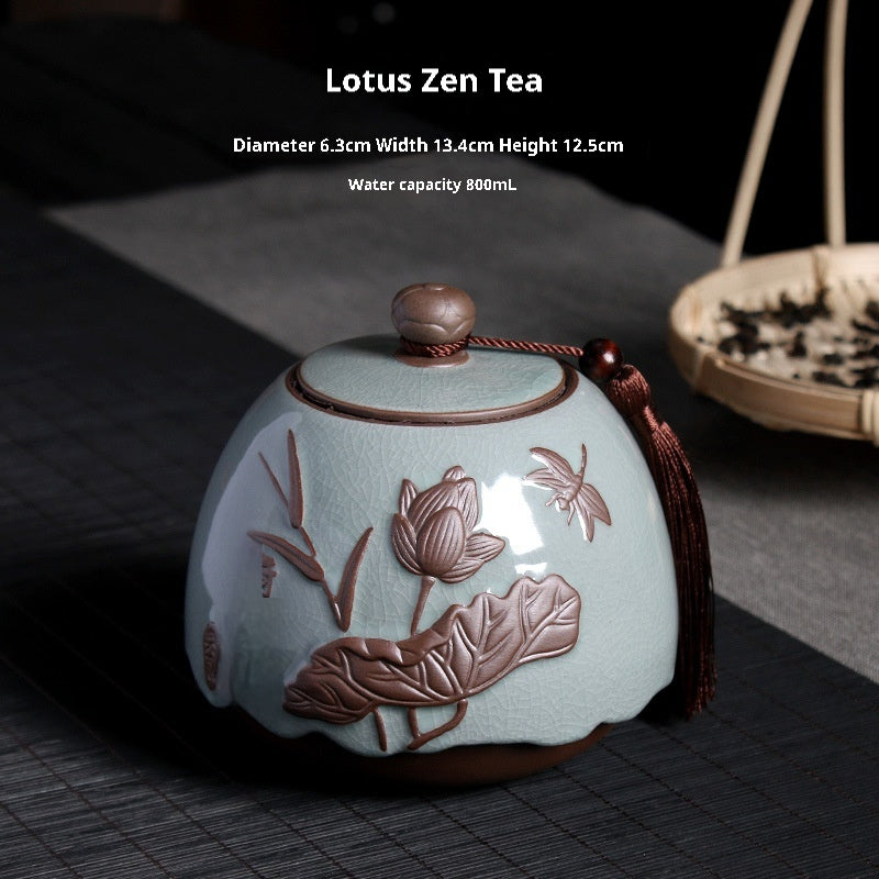 Ge Kiln Tea Jar Relief Sealed Tank Medium Tea Package Box