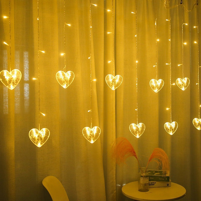 Led Heart-shaped Decorative Curtain Decorative Lights