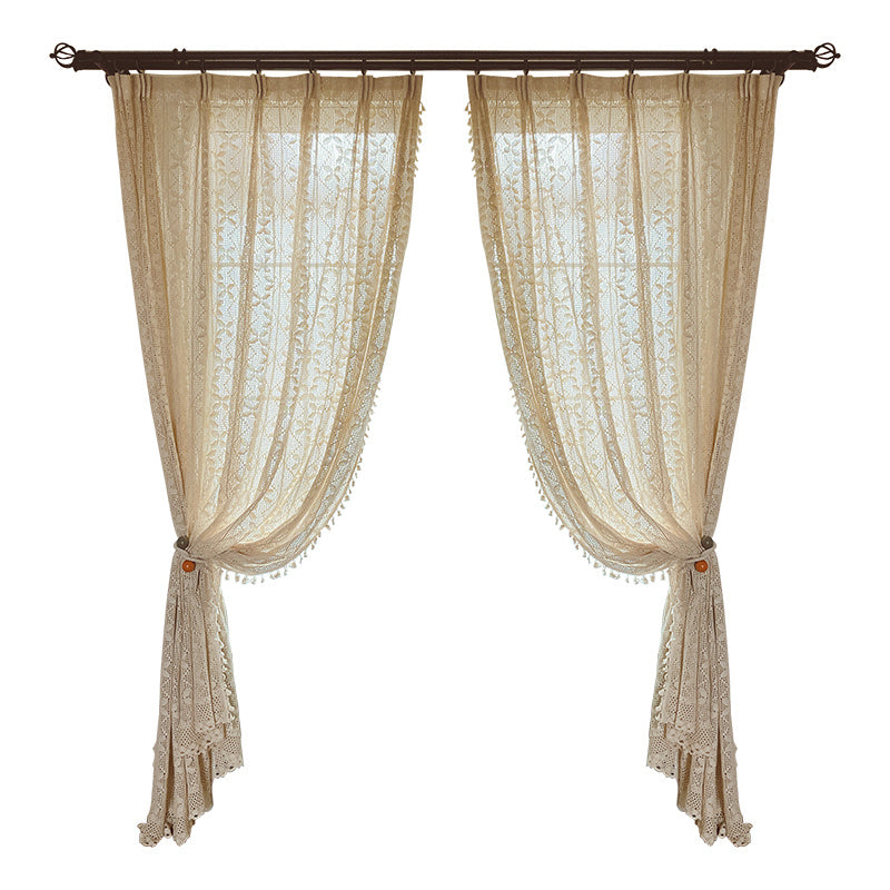 Rideaux de salon creux en crochet de lin de coton