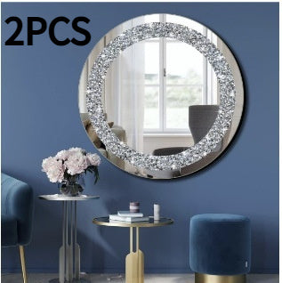 30cm European-style Light-luxury Round Diamond-encrusted Bathroom Mirror