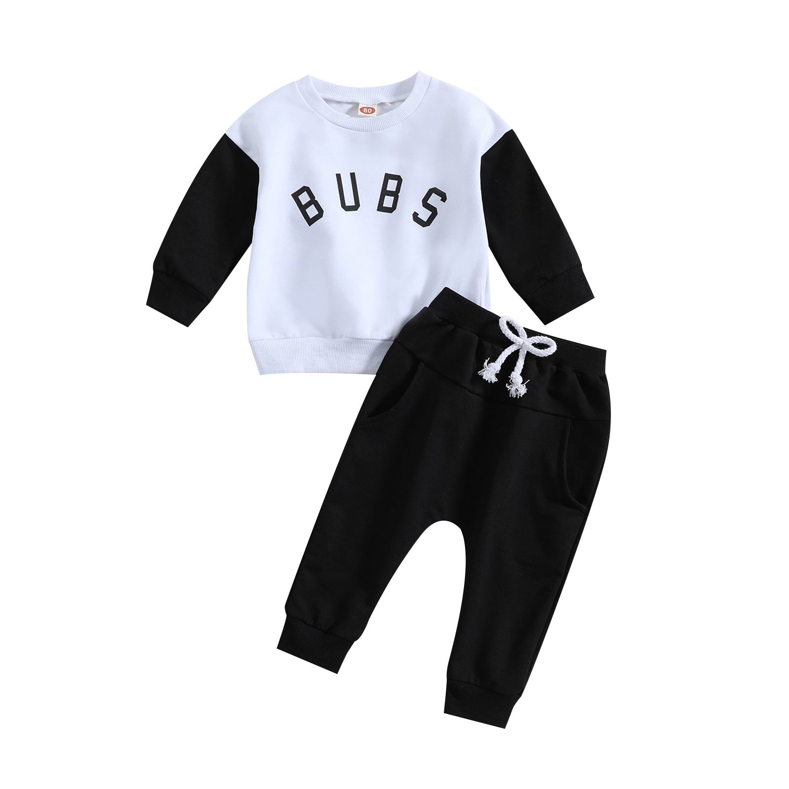 Alphabet Printed Long Sleeved Sweater Solid Color Trousers Two-piece Set