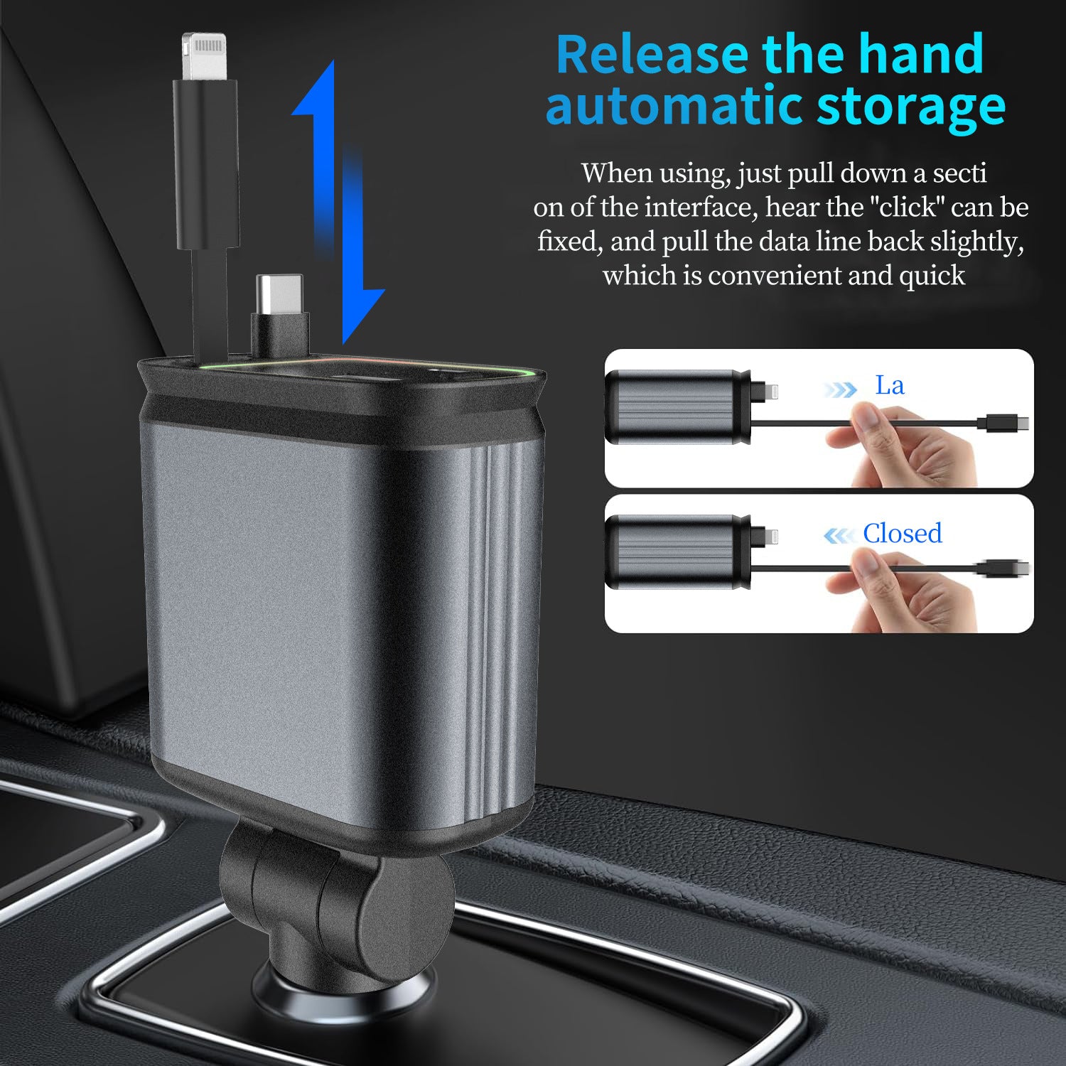 Flexible Wire Four-in-one Cigarette Lighter Starry Sky Ambience Light Car Charger