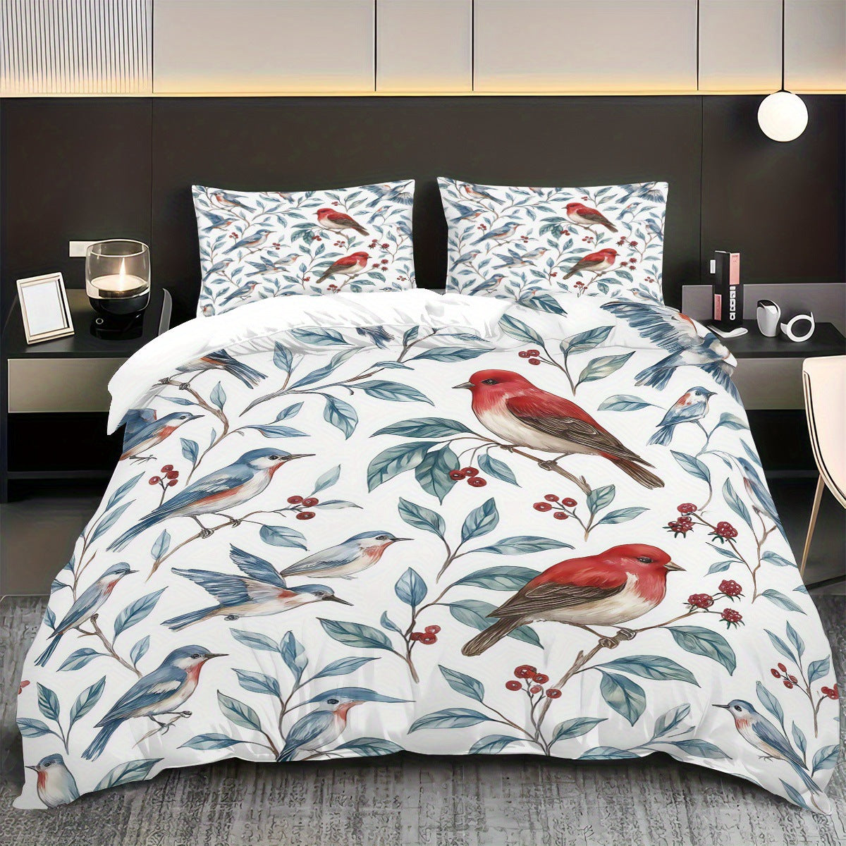 Quicksand Floral Print Bed Sheet Three-Piece Bedding Set