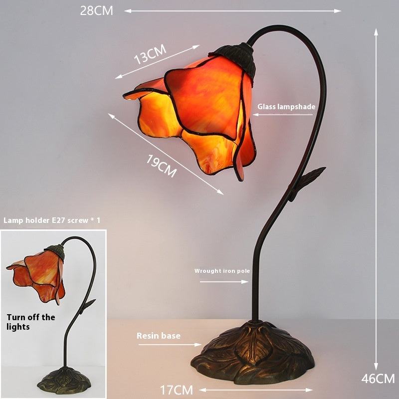 Retro American Desk Luxury Classical Sofa Tea Art Glass Table Lamp