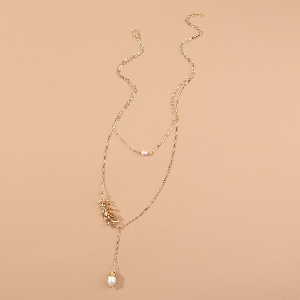 Natural Freshwater Pearl Tree Branch multi-layer pendant necklace