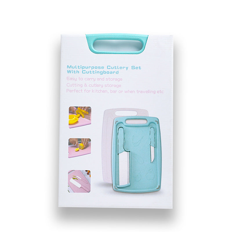 Kitchen Knife Cutting Board Fruit Knife Three-piece Plastic Set
