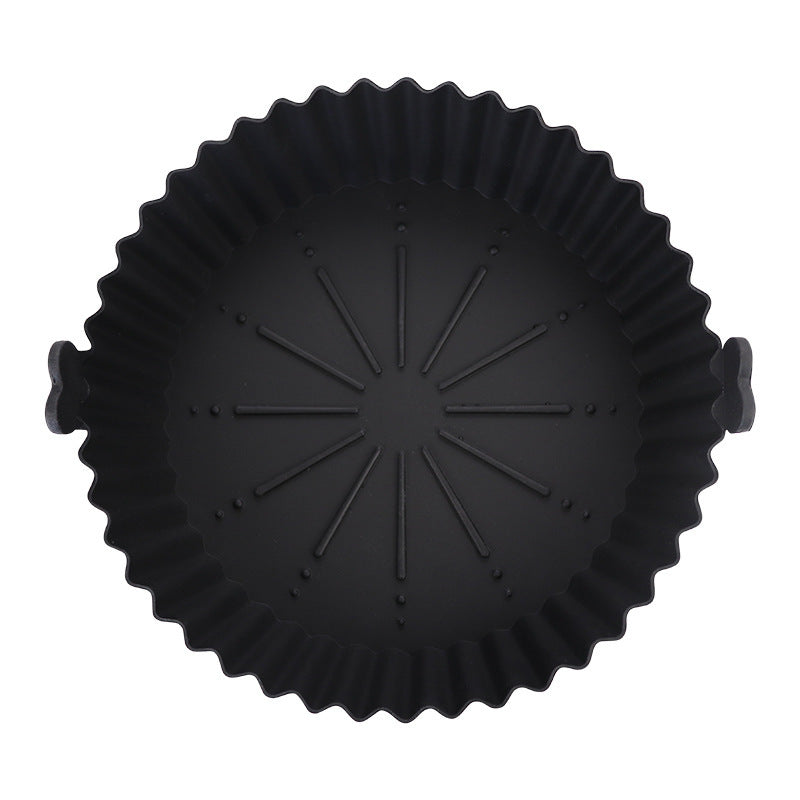 Plat de cuisson rond binaural en silicone de qualité alimentaire pour friteuse à air