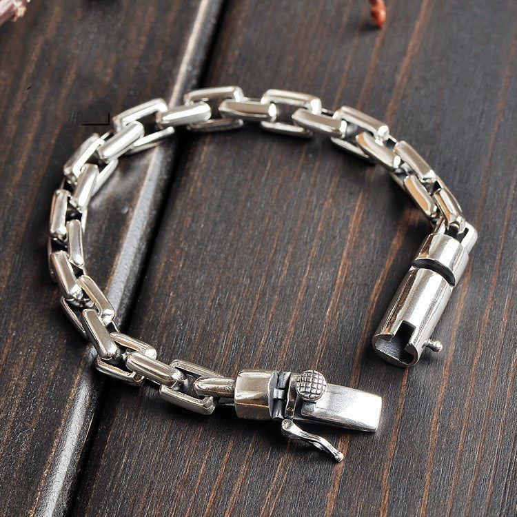Vintage S925 Sterling Silver Chain Bracelet For Men And Women Couples