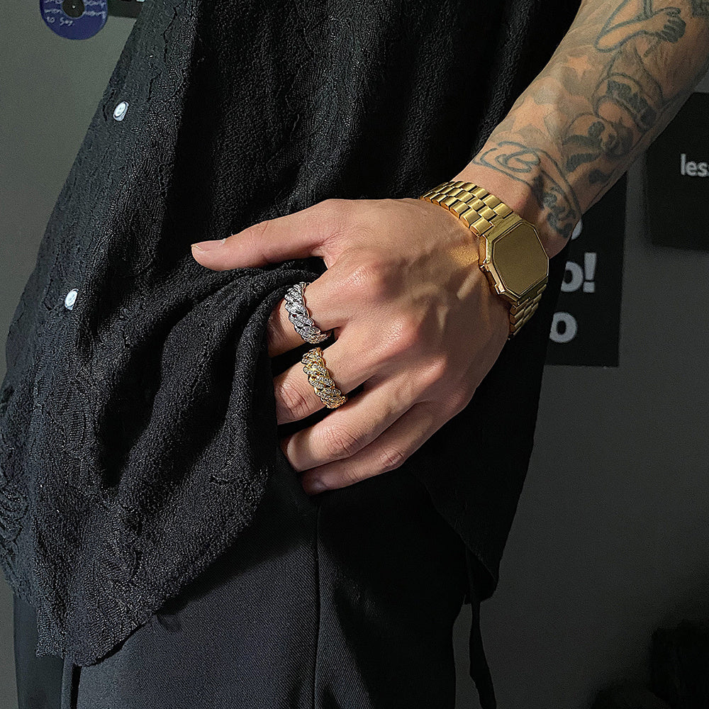 Full Diamond Cuban Ring Shines