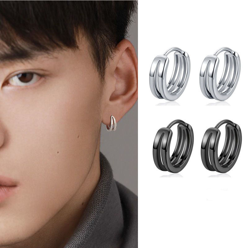 925 Silver Male Niche Design New Hip Hop Personality Ins Earrings