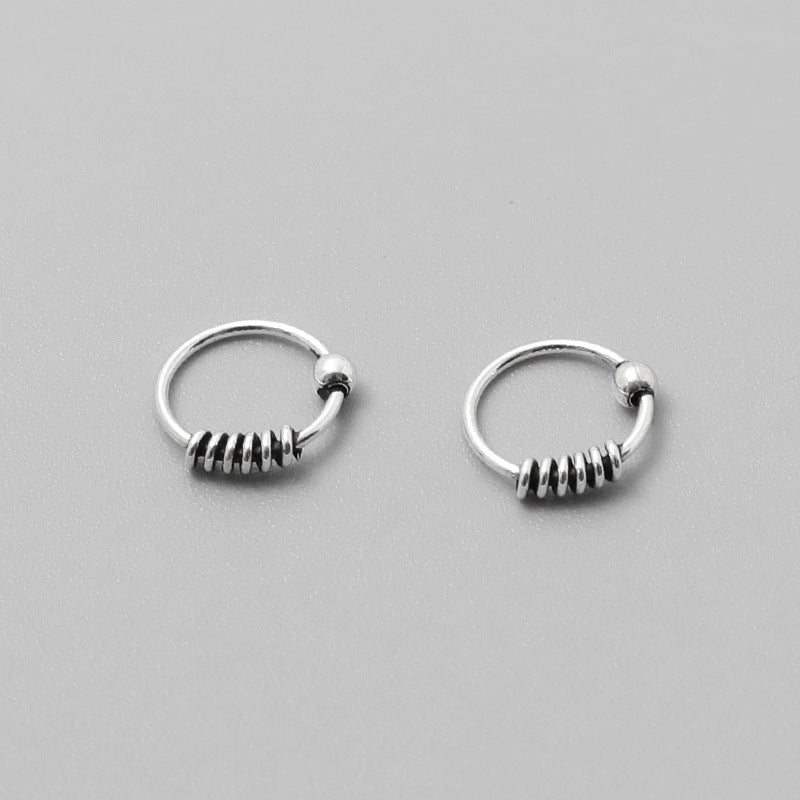 Distressed Small Silver Earrings Twined Unisex