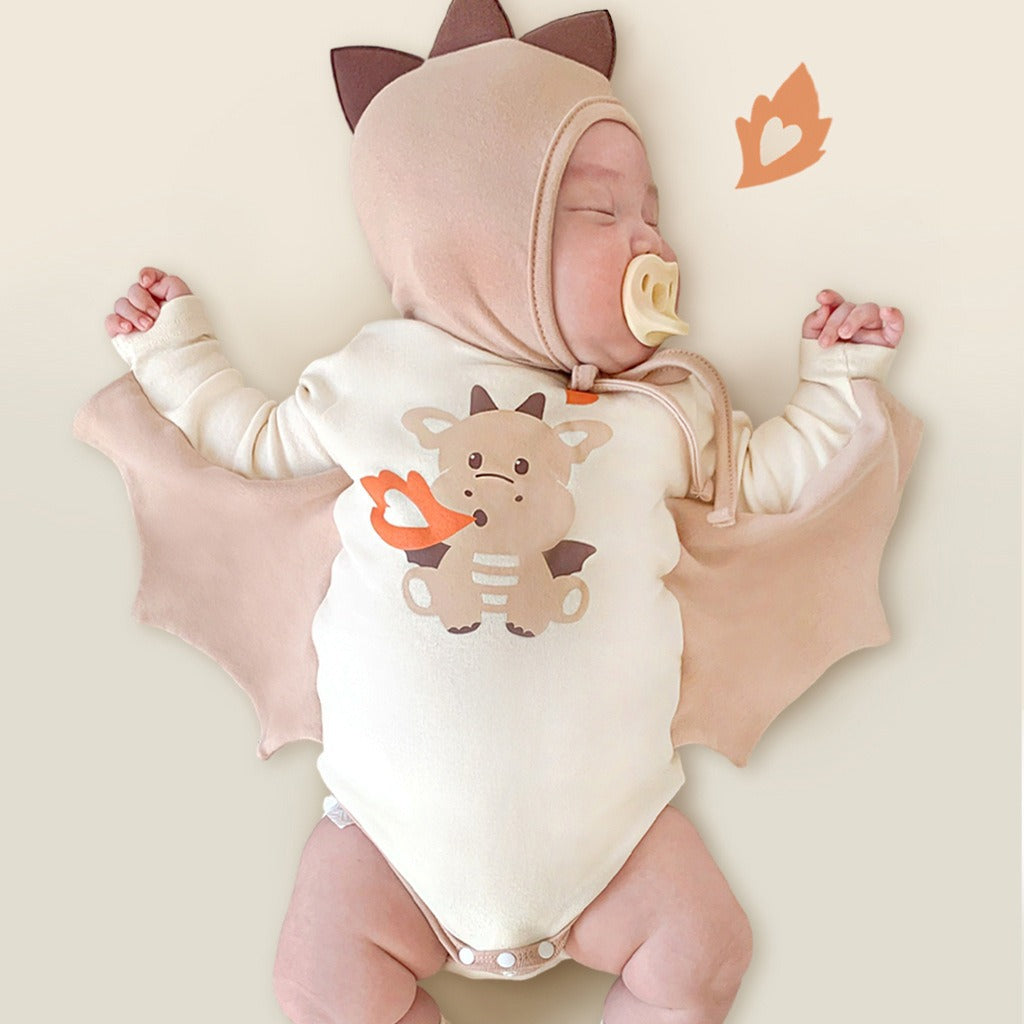 Ins Style Fire-breathing Dragon Printing Modeling Romper Baby Rompers