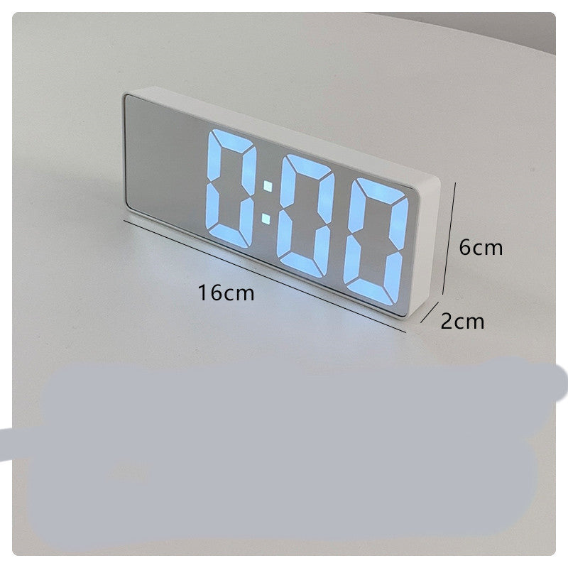 Simple Black And White Mirror Alarm Clock For Students