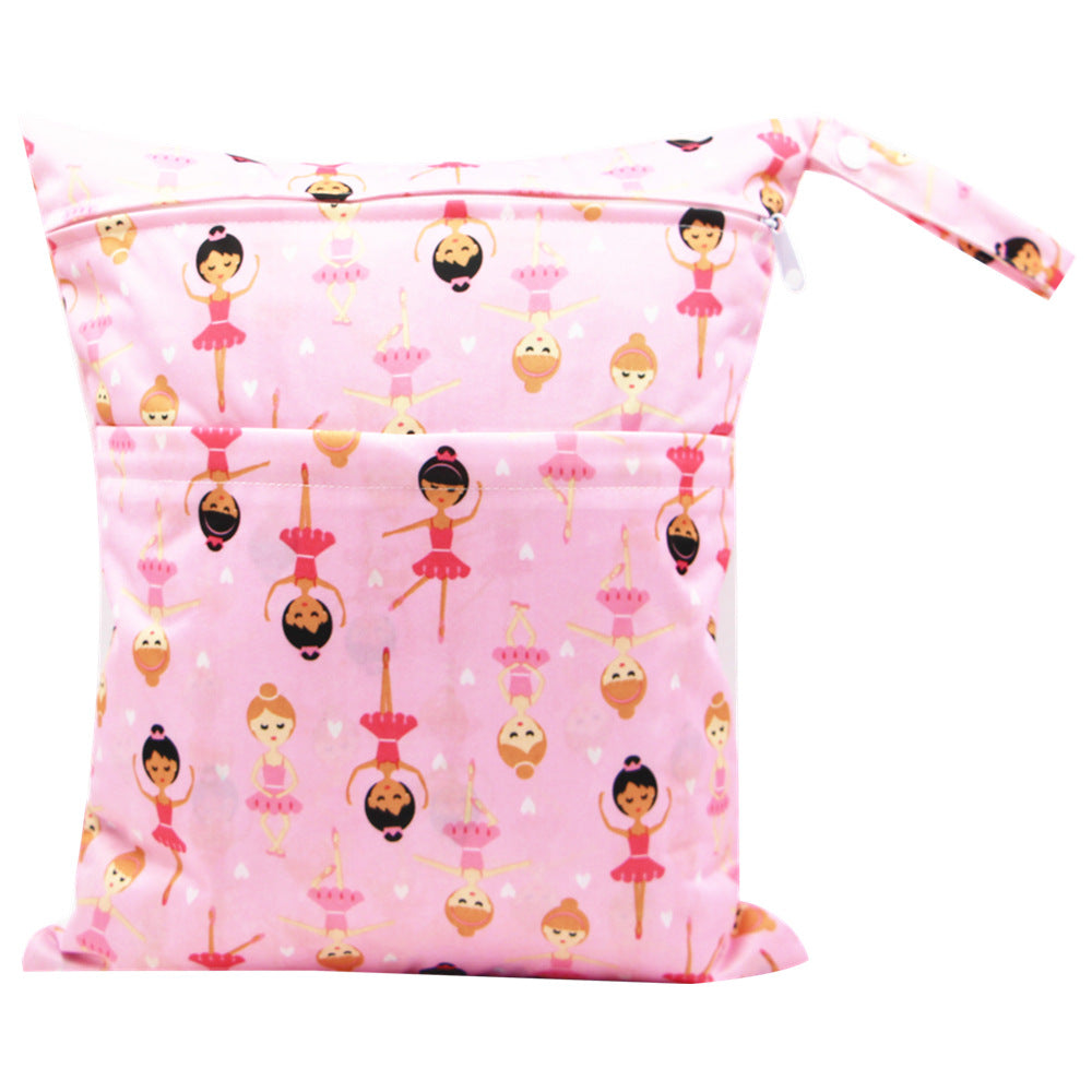 Diaper Bag 30 36cm Baby Double Zipper Printing Waterproof Diaper Bag