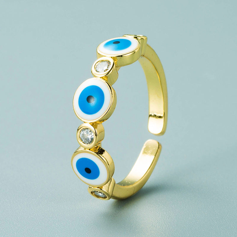 Ins European And American Copper Gold-plated Oil Eye Ring