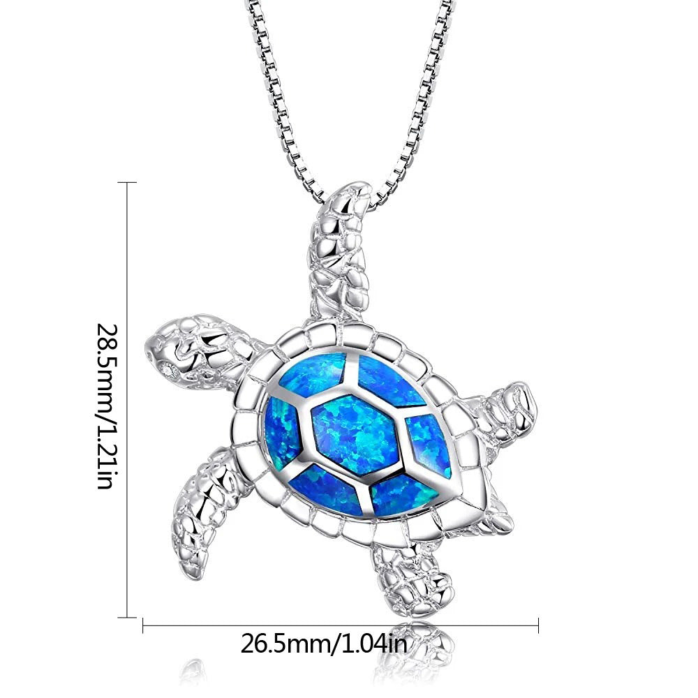 Women's European And American Fashion Blue Opal Turtle Necklace