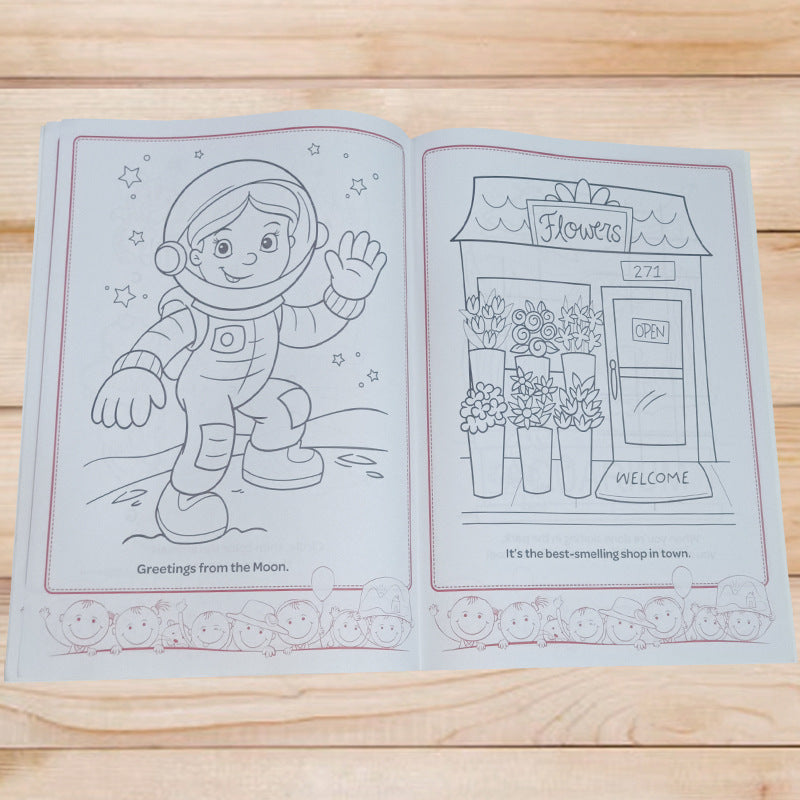 Cartoon English Calligraphy Exercise Book Children Coloring