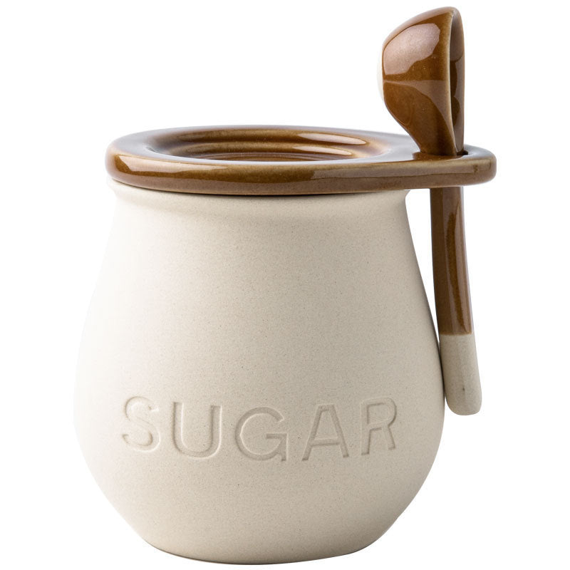 Vintage Ceramic Seasoning Jar With Cover Spoon