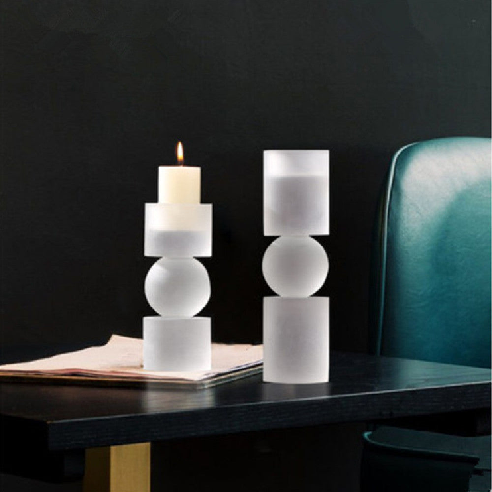 Modern Crystal Electroplating Frosted Candle Holder Creative