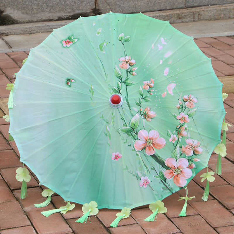 Ancient Costume Silk Cloth Tassel Petal Umbrella