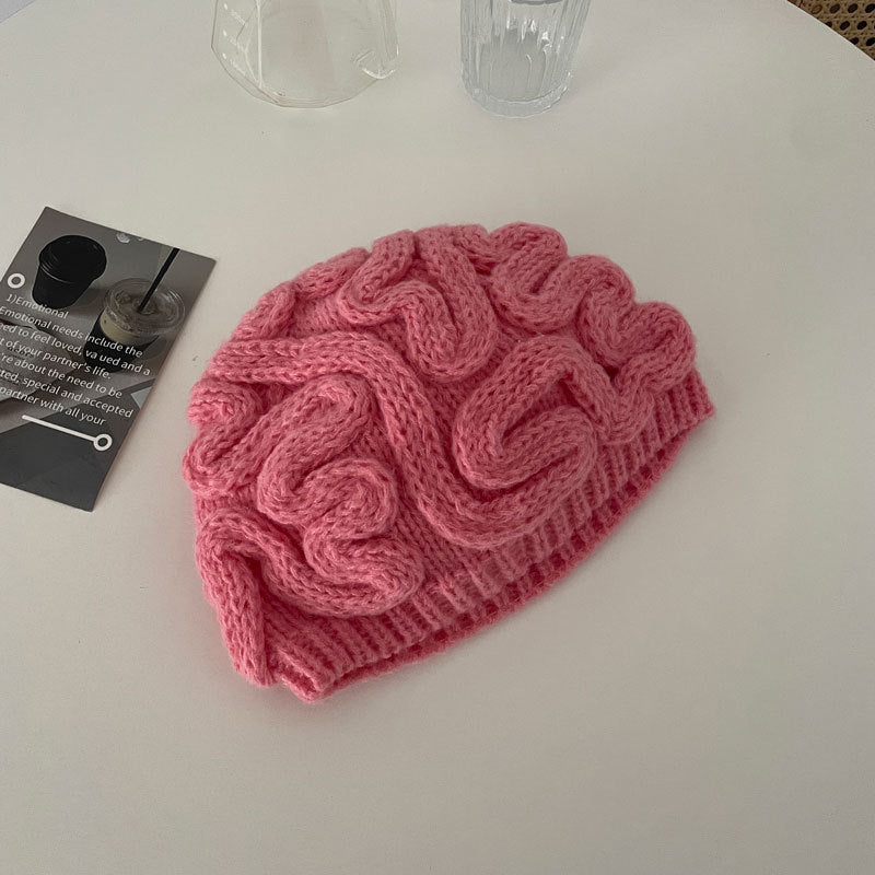 Men's And Women's Same Brain Flower Knitted Hat