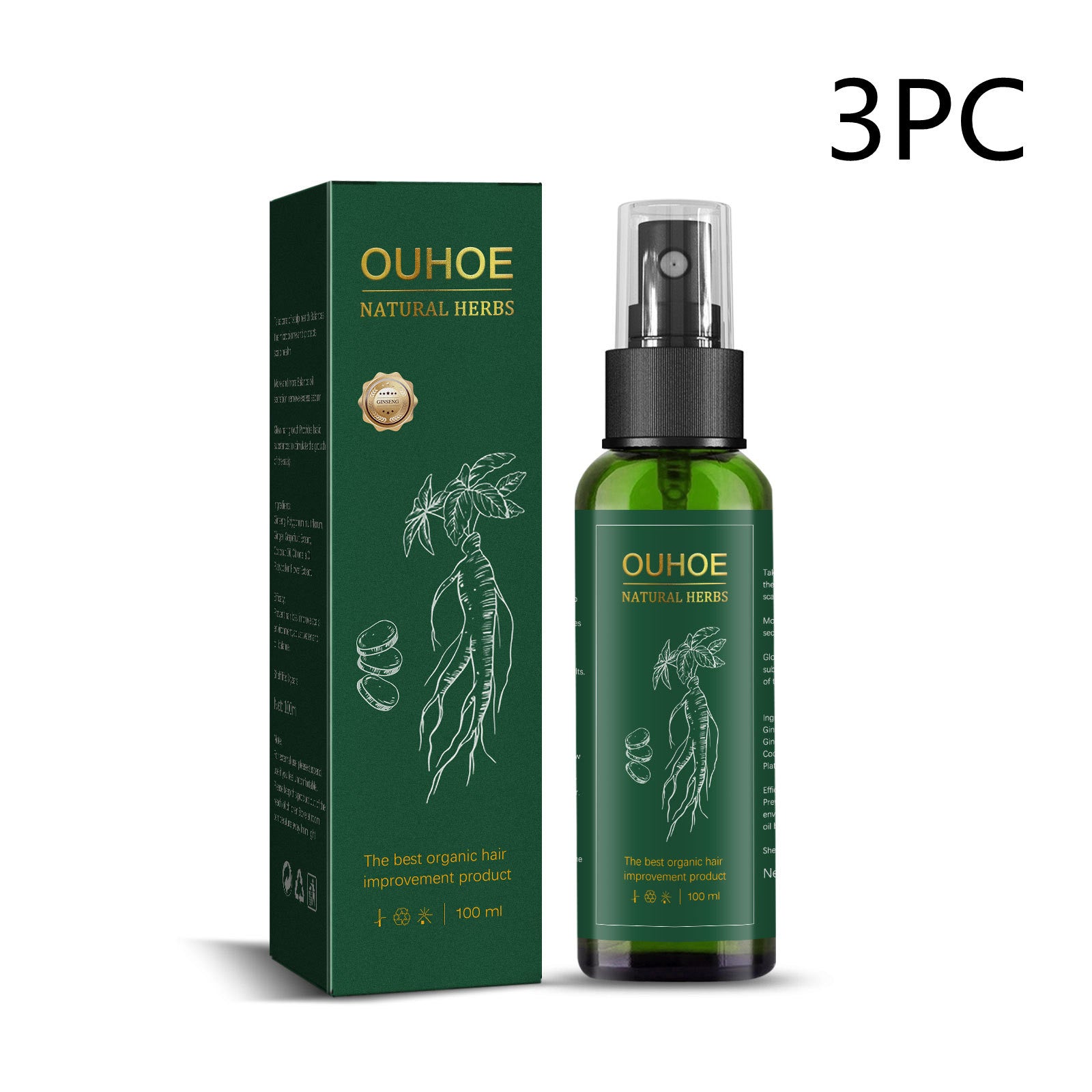 Vaporisateur liquide pour la croissance des cheveux au ginseng pour prévenir la perte de cheveux
