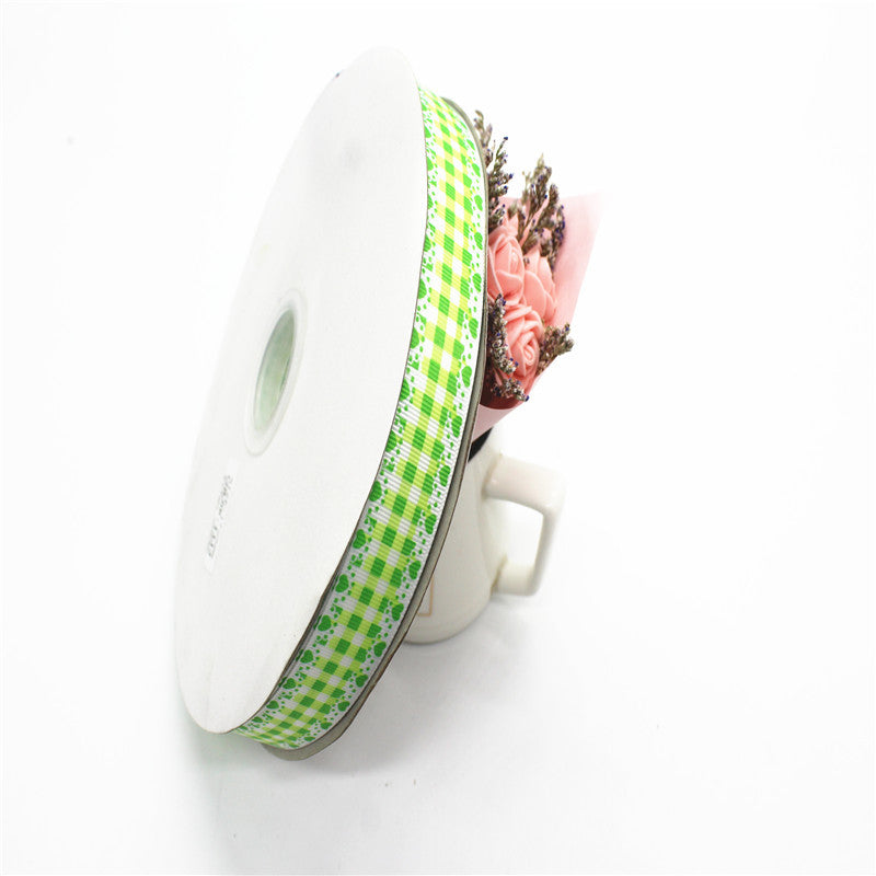 Plaid Two-color Printing Thread Belt Fabric Bow Handmade Hair Accessories DIY Ribbon