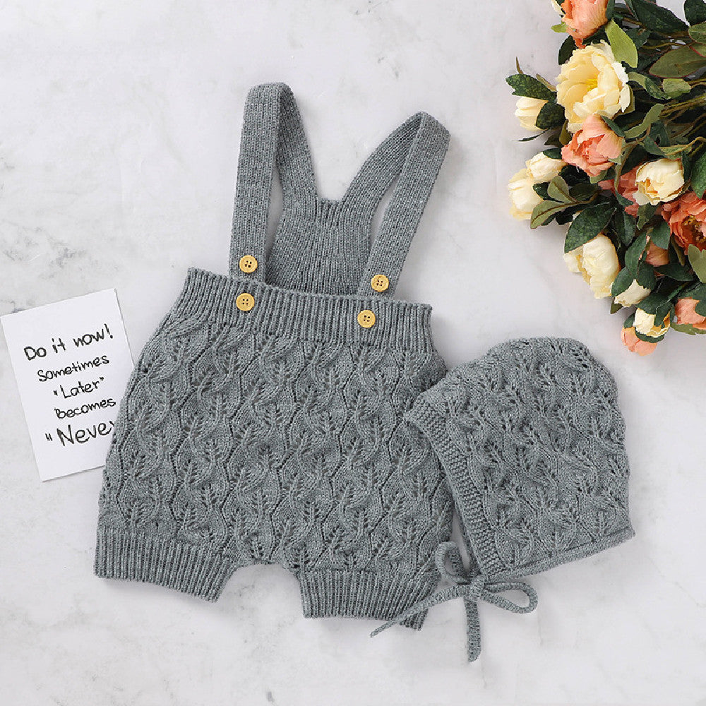Children's Fashion Hollowed-out Knitted Overalls