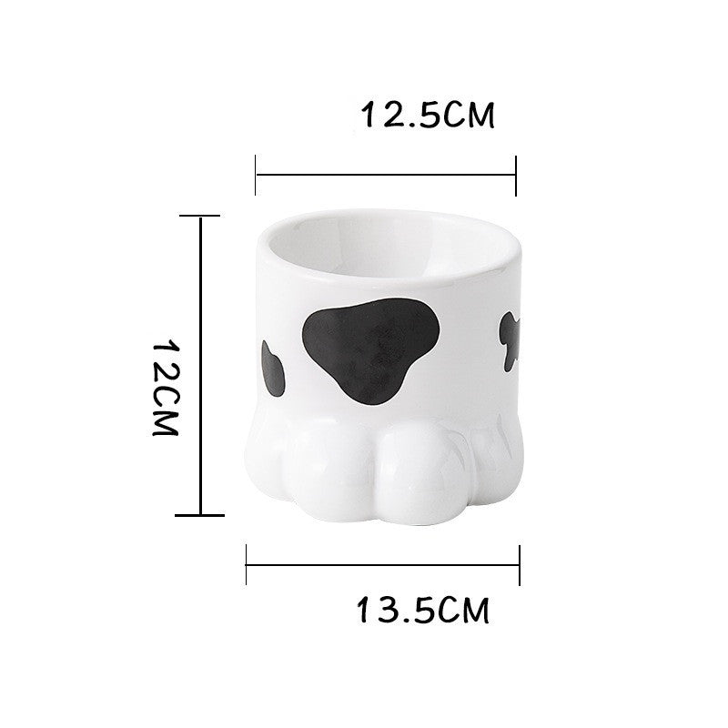 Pet Ceramic Bowl Large Diameter High Foot Oblique Mouth Protection Cervical Spine