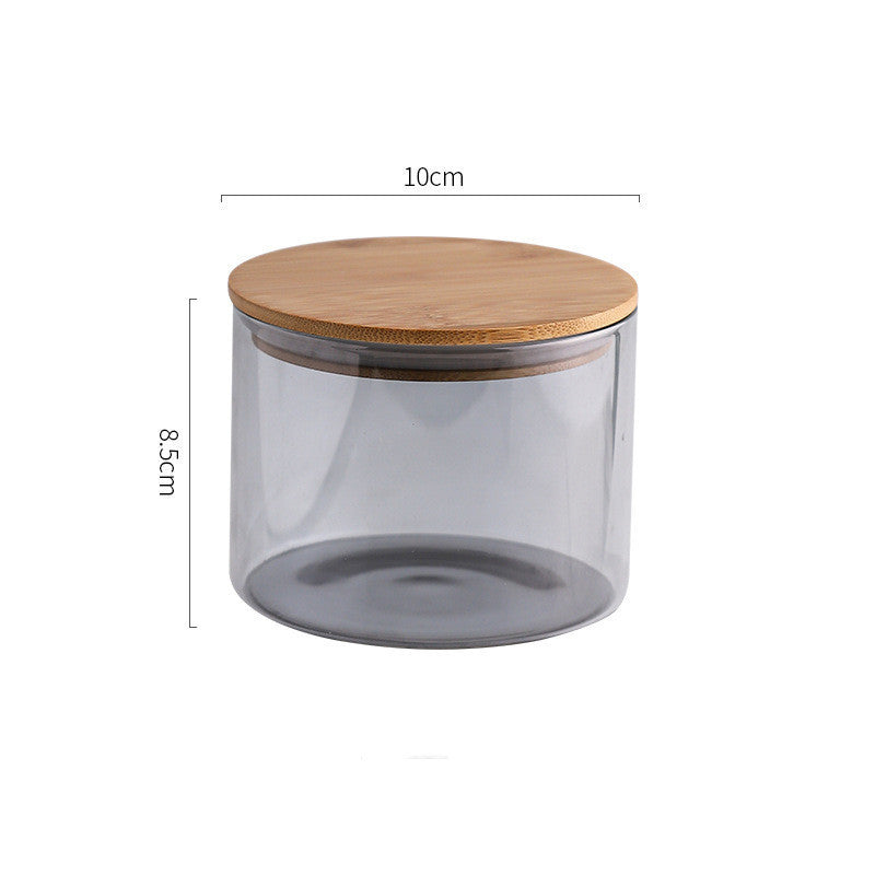 High Boron Straight Cylinder Tea Storage Jar With Wooden Lid
