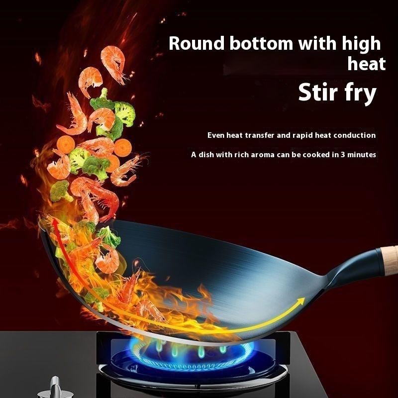 Household Thickened Traditional Old-fashioned Non-coated Non-stick Pan Gas Stove Suitable