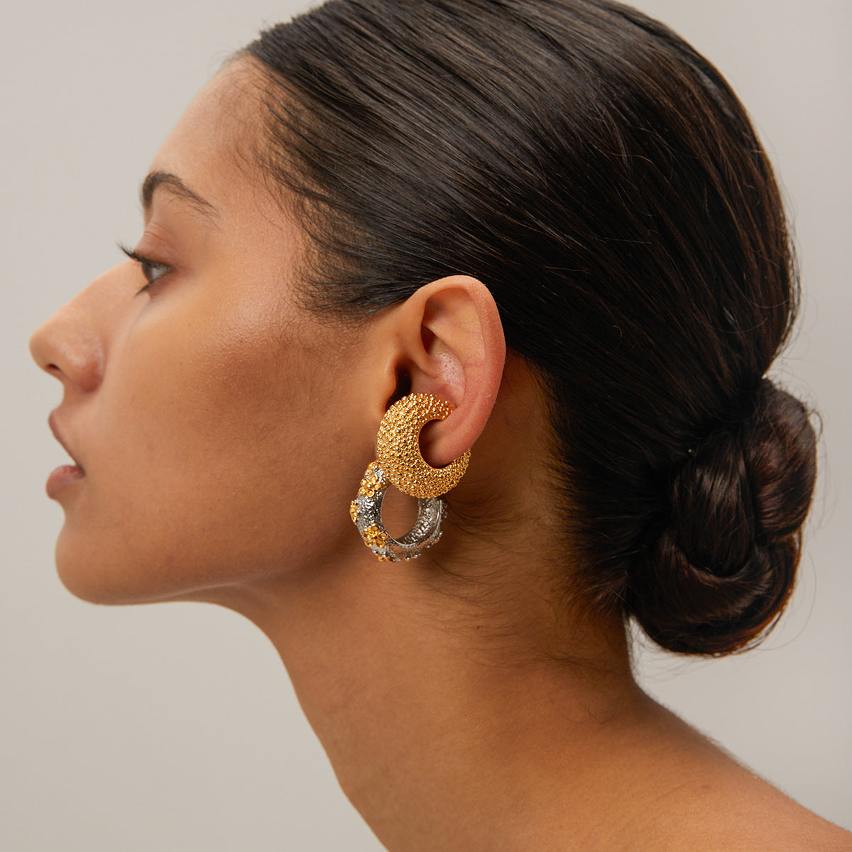 Contrast Color Flower Stud Earrings Ornament Women