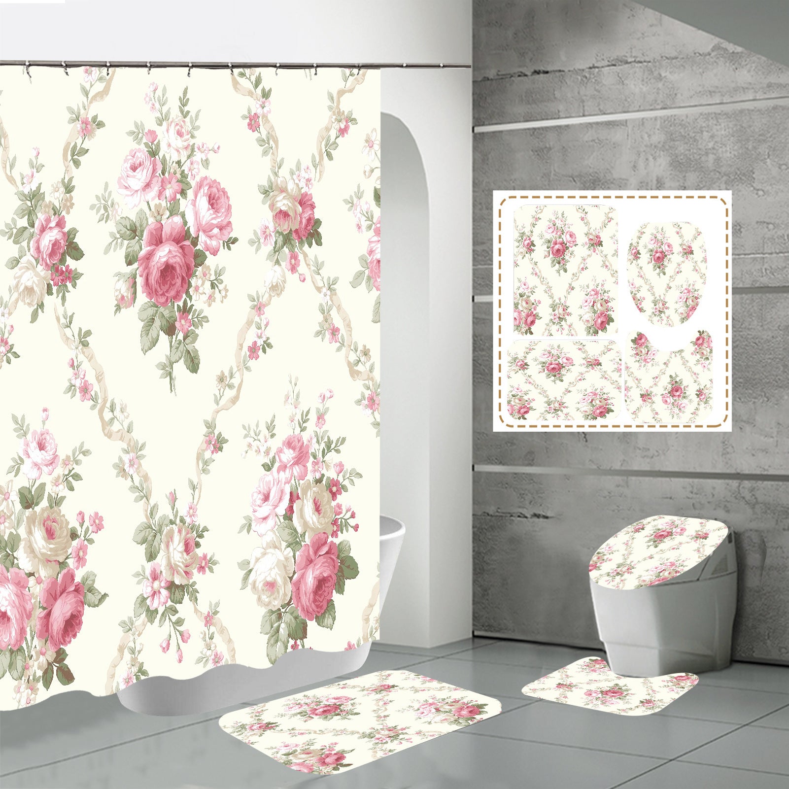 3D HD Digital Printing Bathroom Shower Curtain