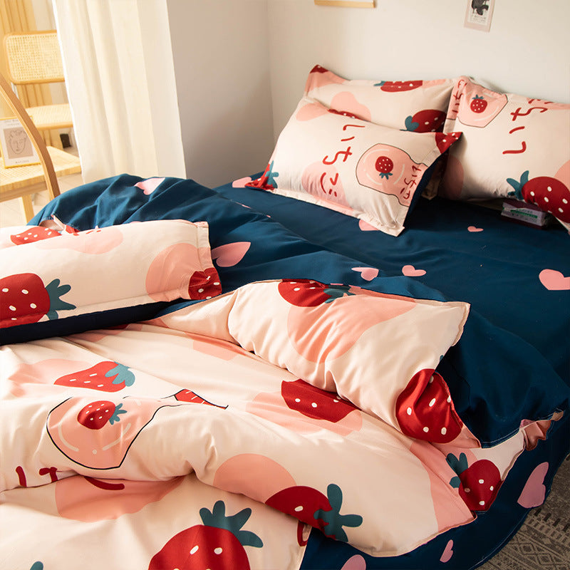 Washed Cotton Four-piece Duvet Cover Sheet Bedding