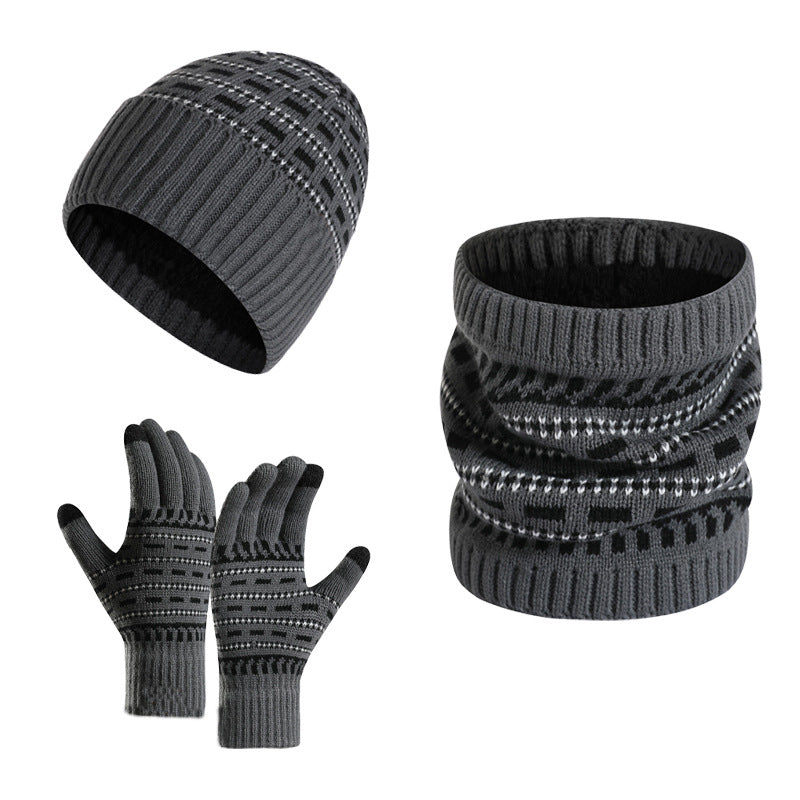 Men's Casual Warm Knitted Hat Set