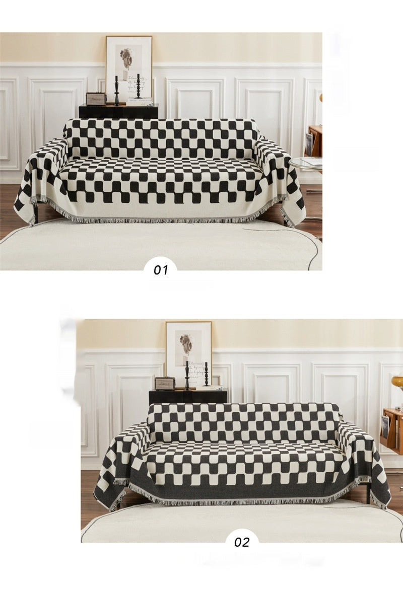 Chessboard Plaid Sofa Towel Sofa Cover Simple Universal