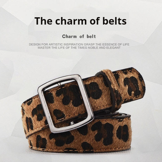 Ceinture léopard à la mode pour femme avec boucle ardillon décorative